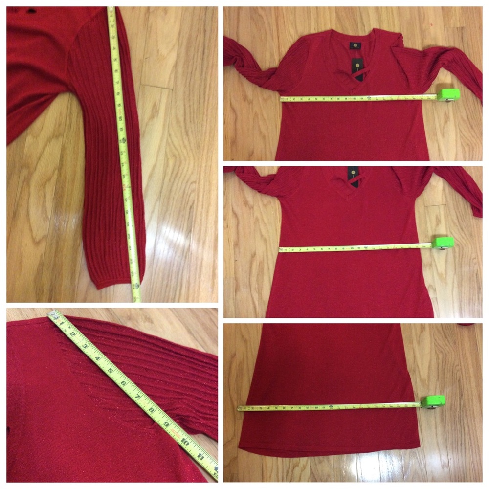 JM Collection Shimmering Red Top - Picture 8 of 8